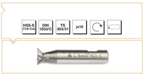 HSS - E DIN 1833/C Silindirik Saplı Konik Frezeler